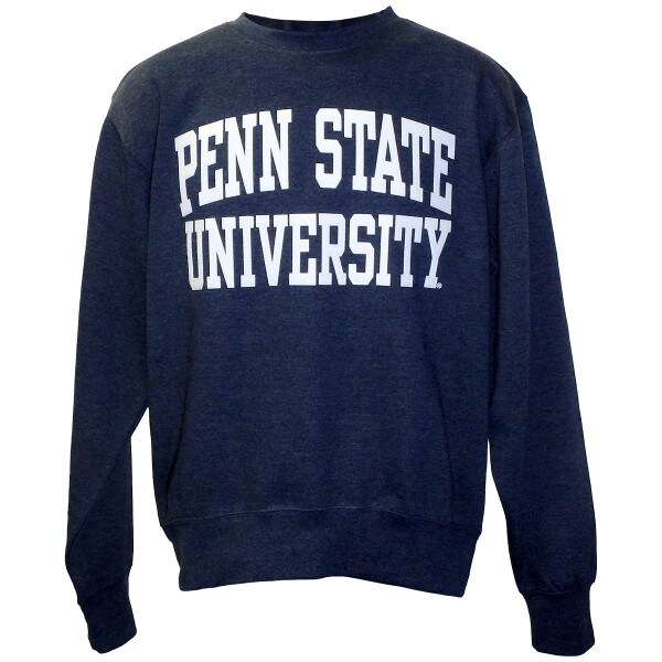 long sleeve navy crew neck sweatshirt with stitched felt Penn State University
